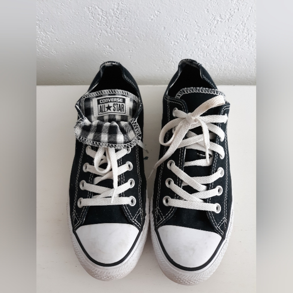 Black Converse All Stars Low Top size 9 custom tongue
